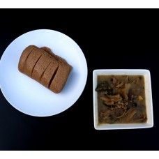 Fisherman soup with amala and lamb meat