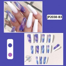 Blue &white press on nails 