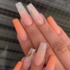 Orange love press on nails