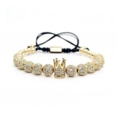 Gold crown luxury mens adjustable bracelet 