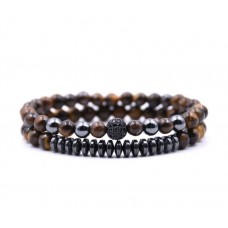 Black/brown beaded bracelets 2pcs/set