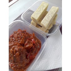 Yam wedges & goat meat