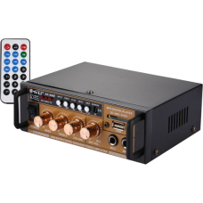 Ak-698e hifi stereo audio power amplifier 180w + 180w digital player with remote control, support fm / sd / mp3 player / usb, ac 220v / dc 12v(black)