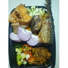 Abacha (african salad) with okporoko( stockfish)