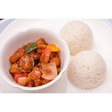 Steamed rice and sour fish sauce
