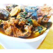 Whole catfish peppersoup with sliced plantains