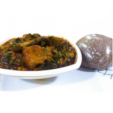 Amala & efo riro soup with cow assorted meat