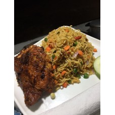 Spicy fried noodles and grilled turkey 