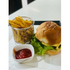 Beef burger  with fries 