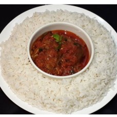 White rice and stew with meat