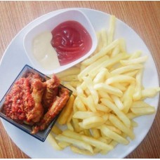 French fries and chicken wings