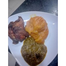 Starch and banga soup with chicken wing  